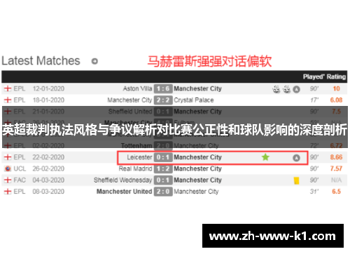 英超裁判执法风格与争议解析对比赛公正性和球队影响的深度剖析